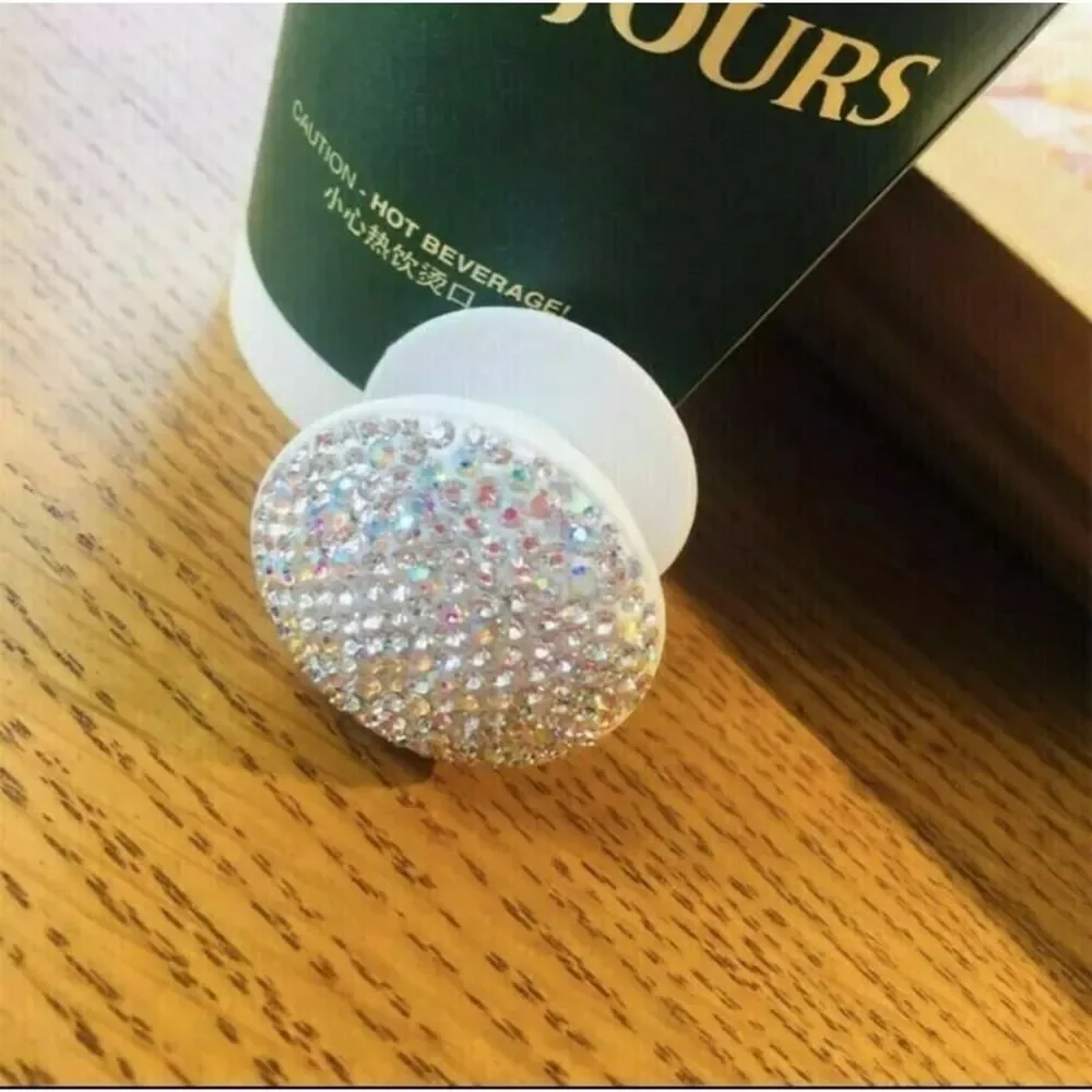 iPhone Samsung Stand Rhinestone Grip Accessory Round Holder NEW Luxury Crystal